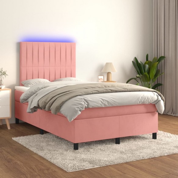Sommier à lattes de lit avec matelas LED Rose 120x200cm Velours
