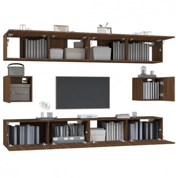 Ensemble de meubles TV 6 pcs Chêne marron Bois d'ingénierie