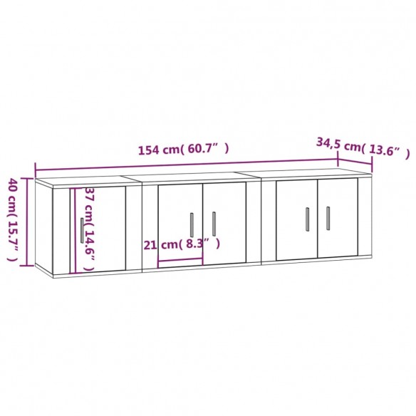 Ensemble de meubles TV 3 pcs Sonoma gris Bois d'ingénierie