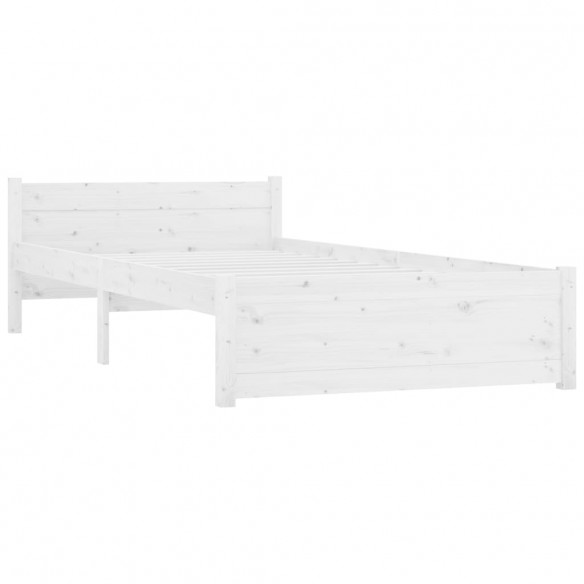 Cadre de lit Blanc Bois massif 75x190 cm Petit simple