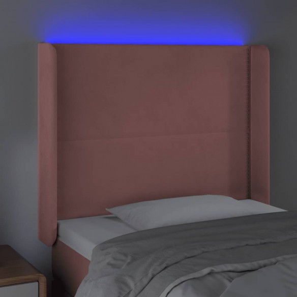 Tête de lit à LED Rose 83x16x118/128 cm Velours