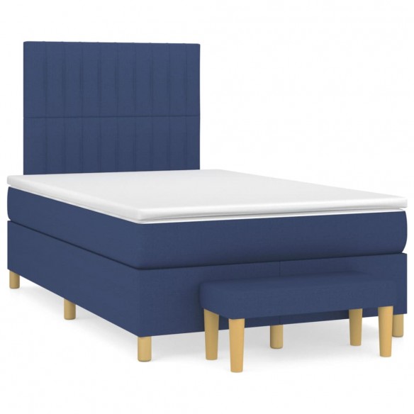 Cadre de lit avec matelas Bleu 120x200 cm Tissu