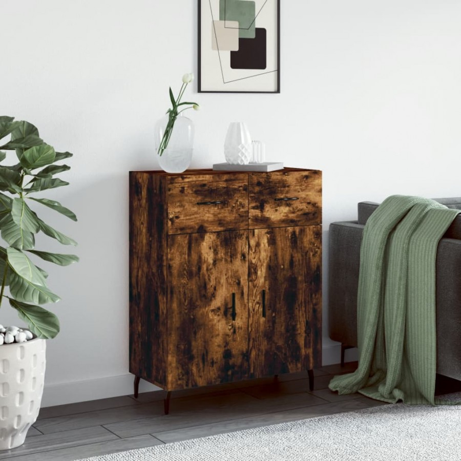 Buffet chêne fumé 69,5x34x90 cm bois d'ingénierie