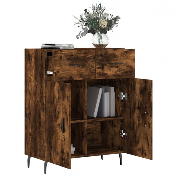 Buffet chêne fumé 69,5x34x90 cm bois d'ingénierie