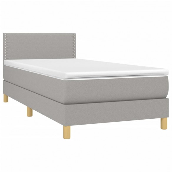 Cadre de lit matelas LED Gris clair 100x200 cm Tissu