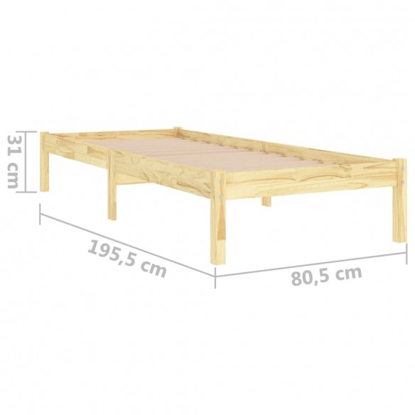 Cadre de lit bois massif 75x190 cm petit simple