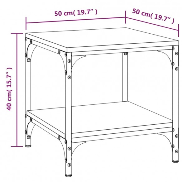 Table basse Chêne fumé 50x50x40 cm Bois d'ingénierie