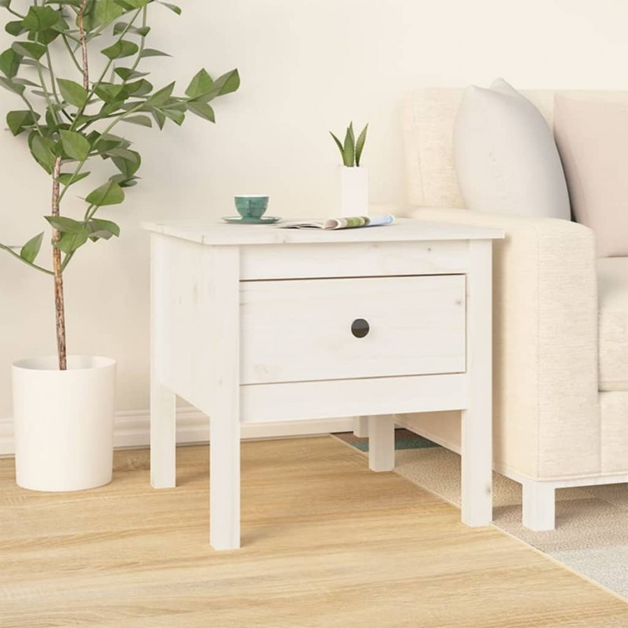 Tables d'appoint 2 pcs Blanc 50x50x49 cm Bois massif de pin
