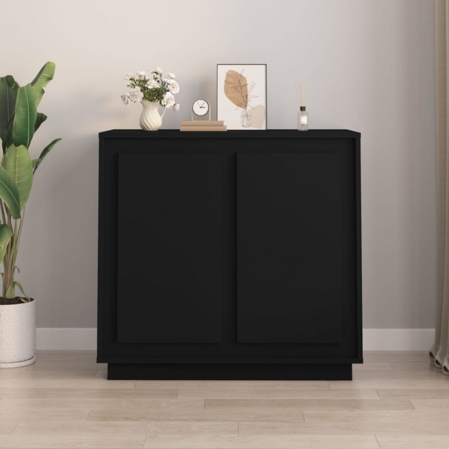 Buffet noir 80x34x75 cm bois d'ingénierie