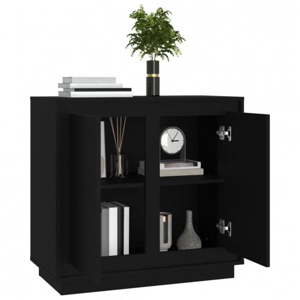 Buffet noir 80x34x75 cm bois d'ingénierie