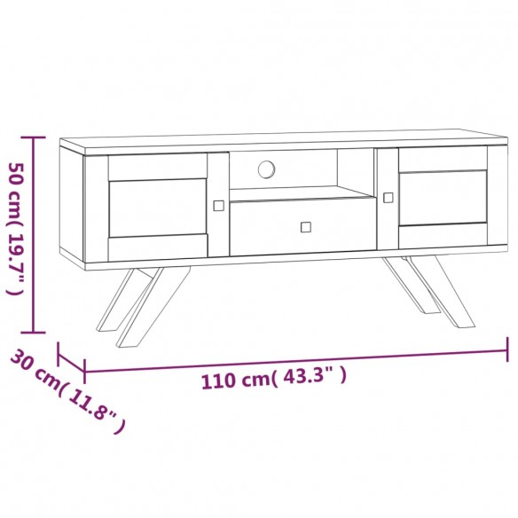 Meuble TV 110x30x50 cm Bois de teck solide