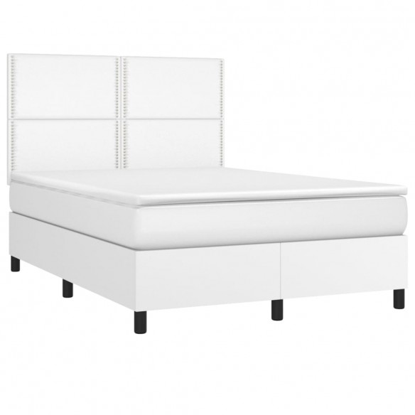 Cadre de lit avec matelas Blanc 140x200cm Similicuir