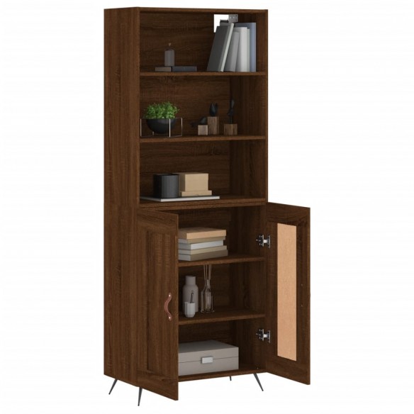 Buffet haut Chêne marron 69,5x34x180 cm Bois d'ingénierie