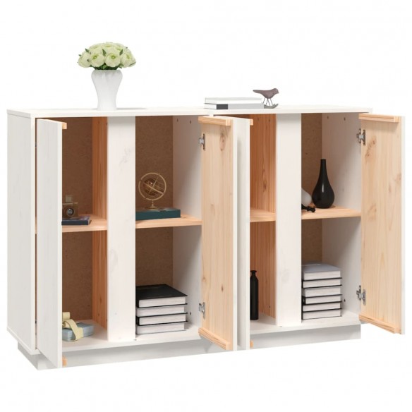 Buffet Blanc 120x35x80 cm Bois massif de pin