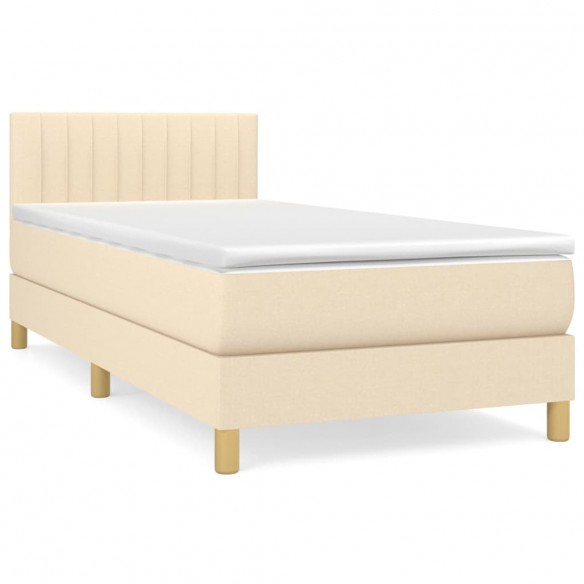 Sommier à lattes de lit avec matelas Crème 80x200 cm Tissu