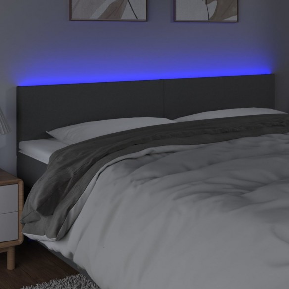 Tête de lit à LED Gris foncé 160x5x78/88 cm Tissu