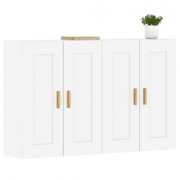 Armoires murales 2 pcs blanc bois d'ingénierie