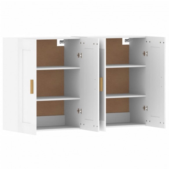 Armoires murales 2 pcs blanc bois d'ingénierie