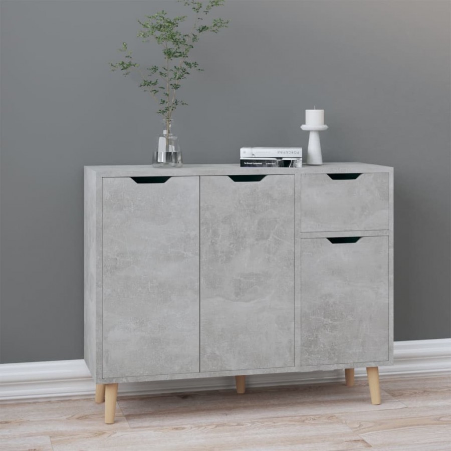 Buffet gris béton 90x30x72 cm bois d'ingénierie