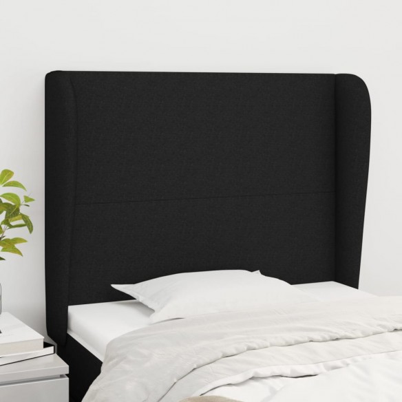 Tête de lit avec oreilles Noir 103x23x118/128 cm Tissu