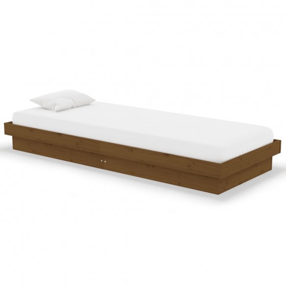 Cadre de lit Marron miel Bois massif 75x190 cm Petit simple