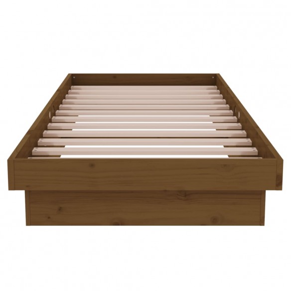 Cadre de lit Marron miel Bois massif 75x190 cm Petit simple