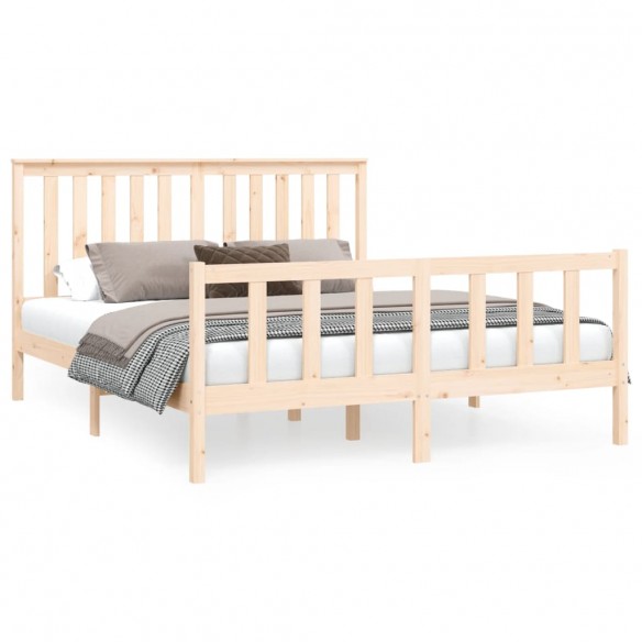 Cadre de lit avec tête de lit bois de pin massif Très grand
