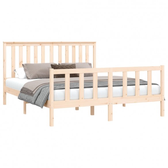 Cadre de lit avec tête de lit bois de pin massif Très grand