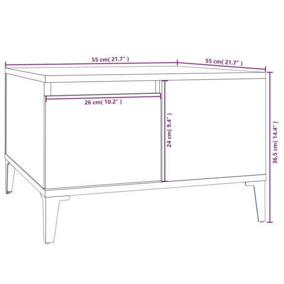 Table basse chêne fumé 55x55x36,5 cm bois d'ingénierie