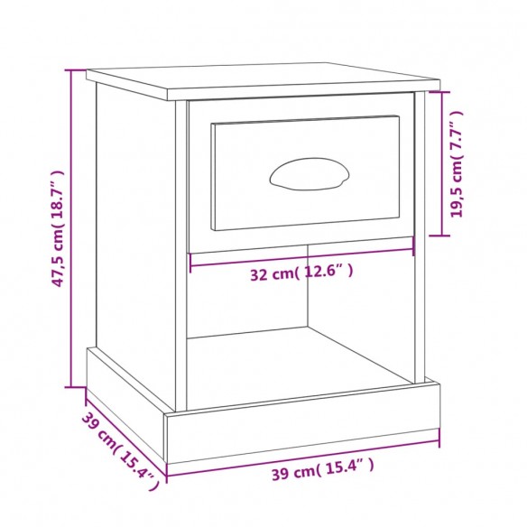 Tables de chevet 2 pcs blanc 39x39x47,5 cm bois d'ingénierie