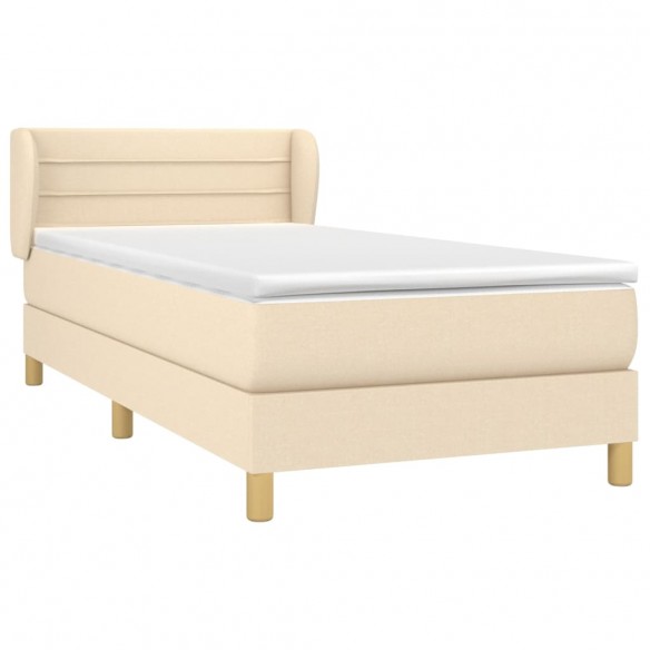 Sommier à lattes de lit avec matelas Crème 90x200 cm Tissu