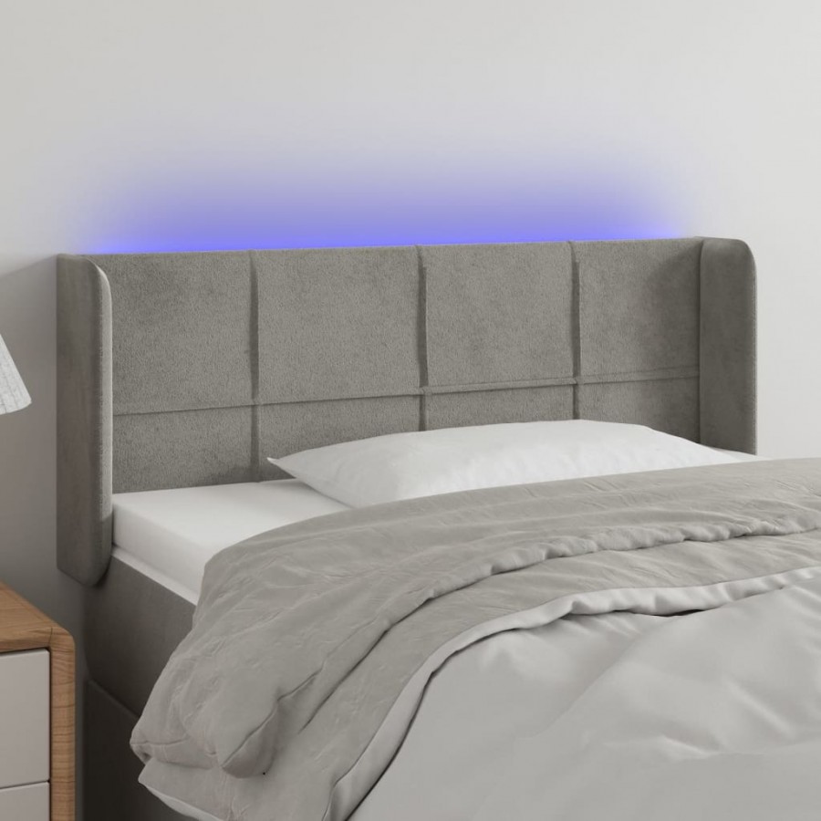 Tête de lit à LED Gris clair 83x16x78/88 cm Velours