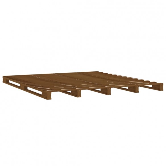 Cadre de lit Marron miel 150x200 cm Bois pin massif Très grand