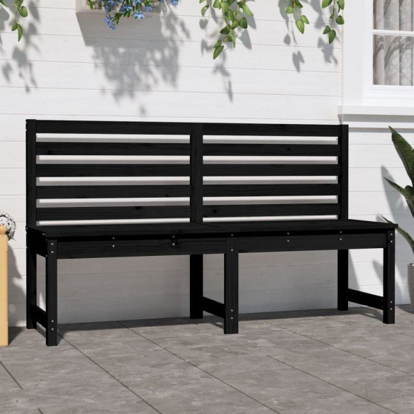 Banc de jardin noir 157,5 cm bois massif de pin