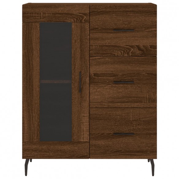 Buffet haut Chêne marron 69,5x34x180 cm Bois d'ingénierie