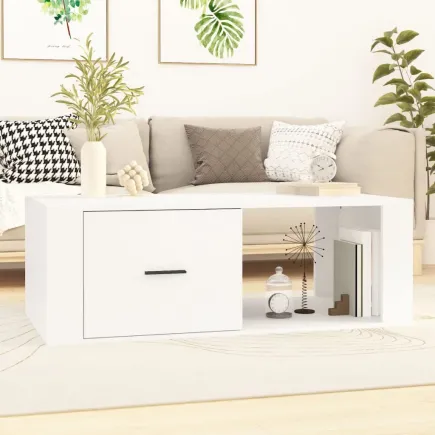 Table basse Blanc 100x50,5x35 cm