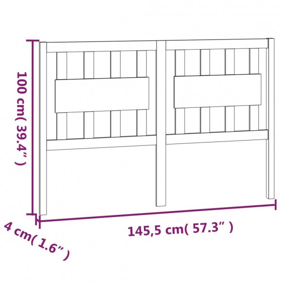 Tête de lit Marron miel 145,5x4x100 cm Bois massif de pin