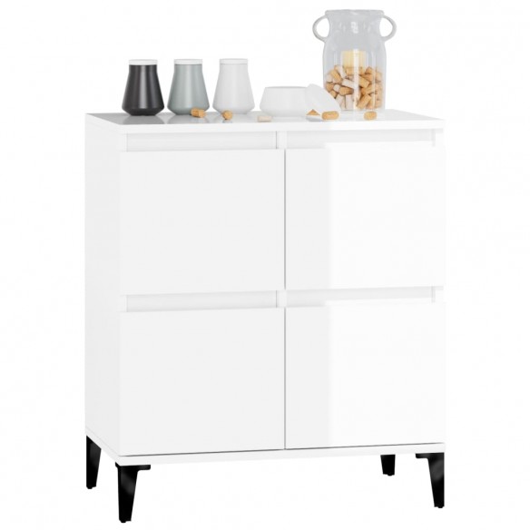 Buffet Blanc brillant 60x35x70 cm Bois d'ingénierie