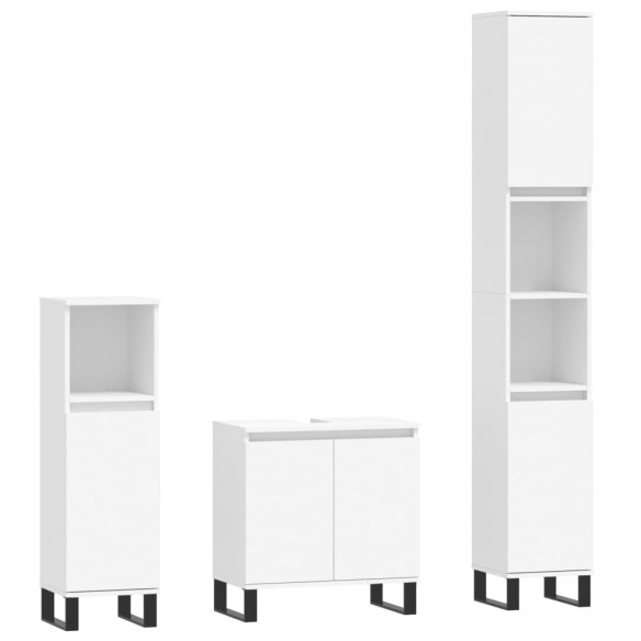 Ensemble d'armoires salle de bain 3 pcs blanc bois d'ingénierie