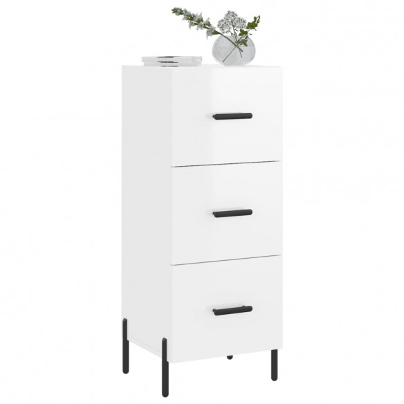 Buffet Blanc brillant 34,5x34x90 cm Bois d'ingénierie