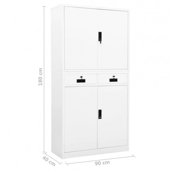 Armoire de bureau Blanc 90x40x180 cm Acier