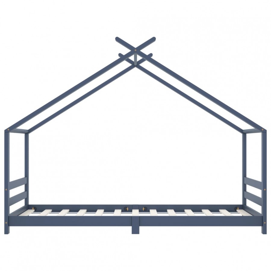 Lit d'enfant Gris Bois de pin massif 90x200 cm Lit d'enfant Gris Bois de pin massif 90x200 cm