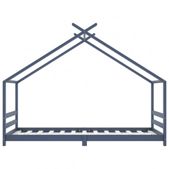 Lit d'enfant Gris Bois de pin massif 90x200 cm