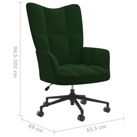 Chaise de relaxation Vert foncé Velours