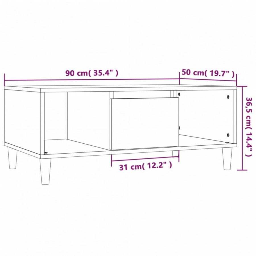 Table basse Noir 90x50x36,5 cm 