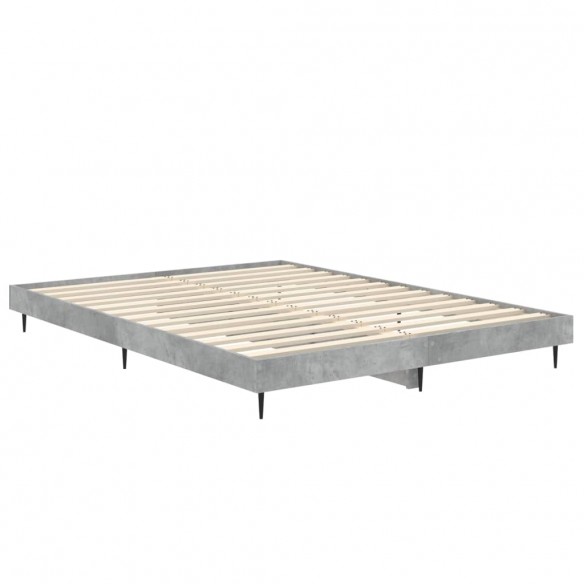 Cadre de lit gris béton 135x190 cm bois d'ingénierie