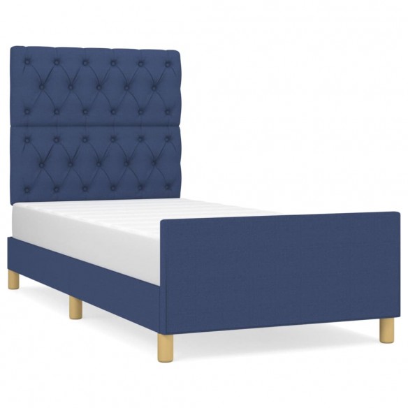 Cadre de lit avec tête de lit Bleu 80x200 cm Tissu