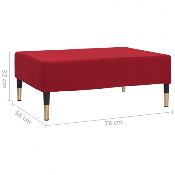 Repose-pied Rouge bordeaux 78x56x32 cm Velours