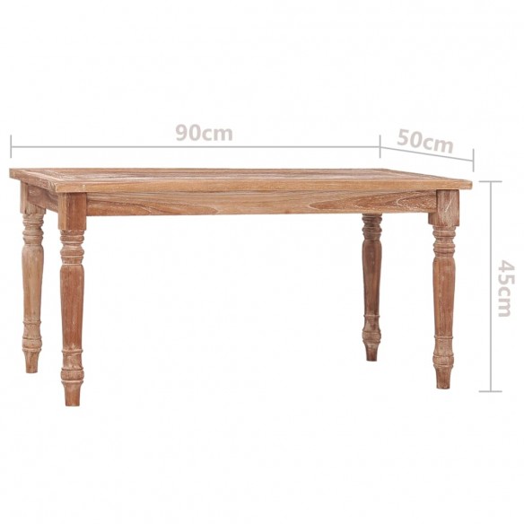 Table basse Batavia 90x50x45 cm Blanchie Bois de teck solide