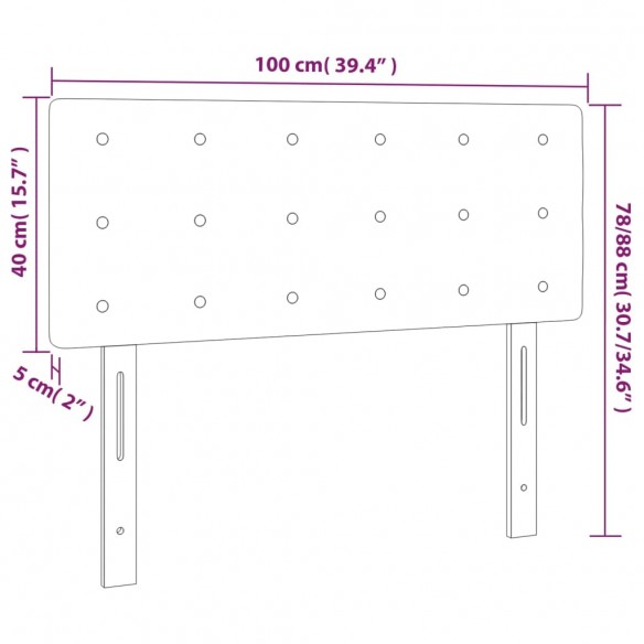 Tête de lit à LED Taupe 100x5x78/88 cm Tissu